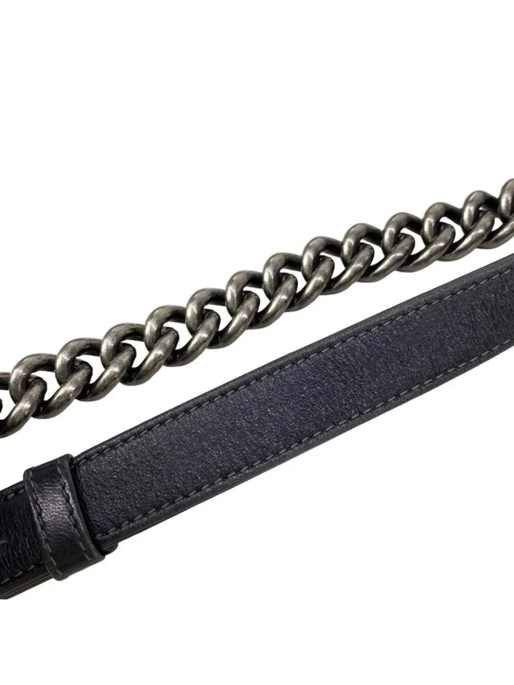 Chanel Shoulder Bag Boy Quilted Dark Gray Chain Vintage Silver Lambskin